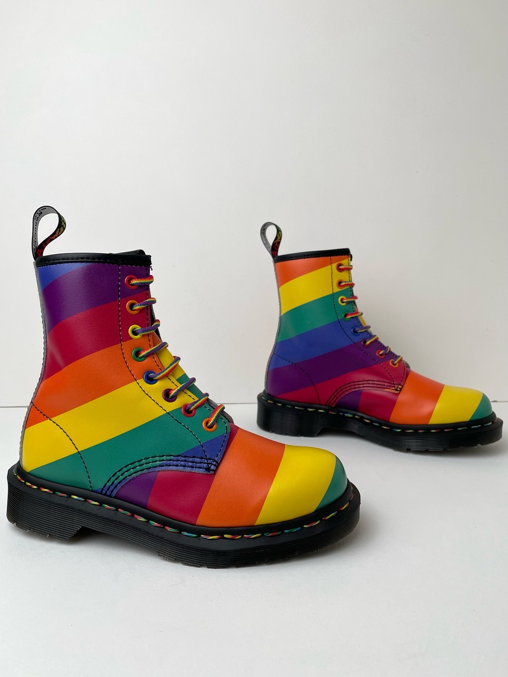 Dr. Martens 1460 Pride Heart Rainbow Stripe Backhand Leather Boots UK 3